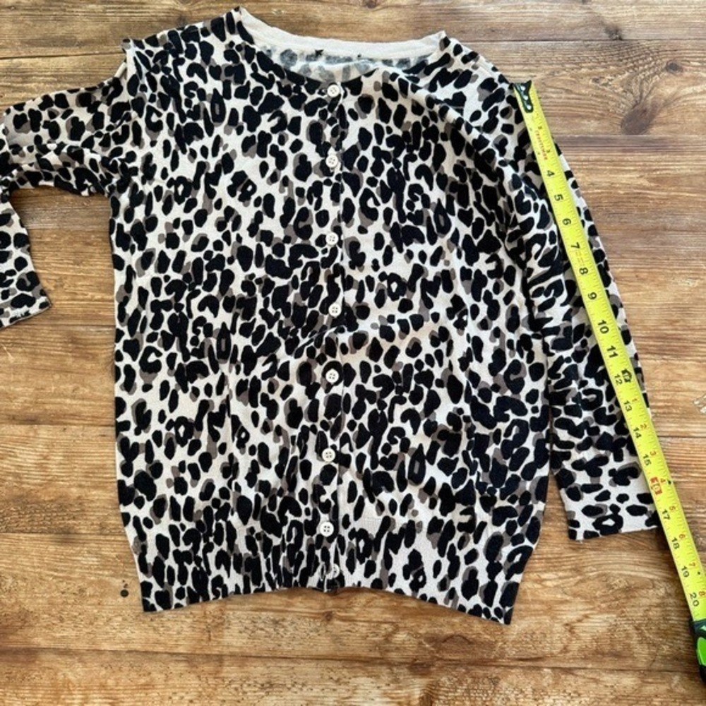 Animal Leopard Print 3/4 Sleeve Button-Up Black Brown Cardigan Women's S-M NWOT - Picture 8 of 8